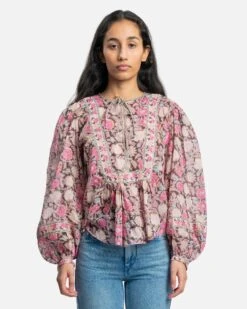 Isabel Marant Etoile Gayle Floral Printed Top In Pink