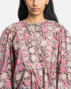 Isabel Marant Etoile Gayle Floral Printed Top In Pink -Oofos shop gayle floral printed top in faded black women tops isabel marant etoile svrn chicago 30229551251529