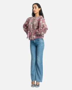 Isabel Marant Etoile Gayle Floral Printed Top In Pink -Oofos shop gayle floral printed top in faded black women tops isabel marant etoile svrn chicago 30229551284297