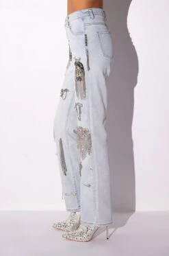 HOUDINI EMBELLISHED WIDE LEG JEAN -Oofos shop houdini embellished wide leg jean light blue 11 11