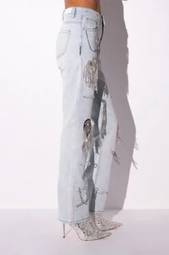 HOUDINI EMBELLISHED WIDE LEG JEAN -Oofos shop houdini embellished wide leg jean light blue 12 12