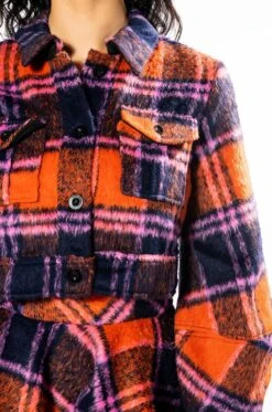 HOW DEEP IS YOUR LOVE FUZZY CROP SHACKET -Oofos shop how deep is your love fuzzy crop shacket orange multi 7 7