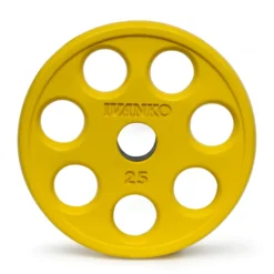 310 Lb. Rubber Encased EZ-Lift Colored Plate Olympic Barbell Set With American-Made Olympic Bar – Ivanko (ROEZHC-310S) -Oofos shop ivanko roezh 25y yellow