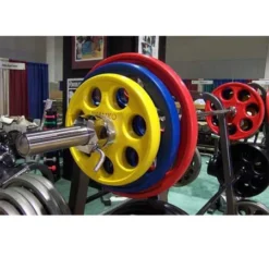 310 Lb. Rubber Encased EZ-Lift Colored Plate Olympic Barbell Set With American-Made Olympic Bar – Ivanko (ROEZHC-310S)