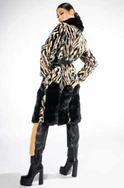 LUXE ZEBRA FAUX FUR COAT -Oofos shop luxe zebra fur multi 4 4