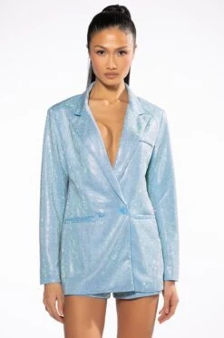 POP STAR SHINE BRIGHT RHINESTONE BLAZER IN LIGHT BLUE -Oofos shop pop star shine bright rhinestone blazer light blue 4 4