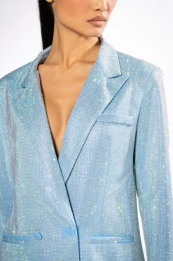 POP STAR SHINE BRIGHT RHINESTONE BLAZER IN LIGHT BLUE -Oofos shop pop star shine bright rhinestone blazer light blue 7 7