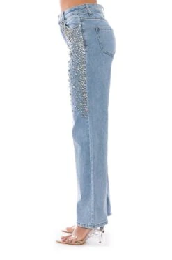 RILEE EMBELLISHED STRAIGHT FIT JEANS -Oofos shop rilee embellished straight fit jeans medium blue denim 6 6