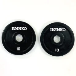 310 Lb. Rubber Encased EZ-Lift Colored Plate Olympic Barbell Set With American-Made Olympic Bar – Ivanko (ROEZHC-310S) -Oofos shop rubo 10 lb pair with white lettering min 2