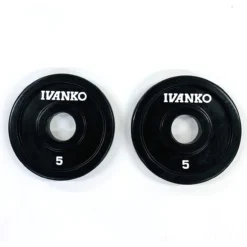 310 Lb. Rubber Encased EZ-Lift Colored Plate Olympic Barbell Set With American-Made Olympic Bar – Ivanko (ROEZHC-310S) -Oofos shop rubo 5 lb pair with white lettering min 2