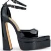 SAY MY NAME POINTED PEEP TOE CHUNKY SANDAL IN BLACK -Oofos shop say my name pointed peep toe chunky sandal in black black 2 2