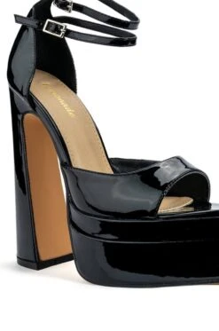 SAY MY NAME POINTED PEEP TOE CHUNKY SANDAL IN BLACK -Oofos shop say my name pointed peep toe chunky sandal in black black 5 5