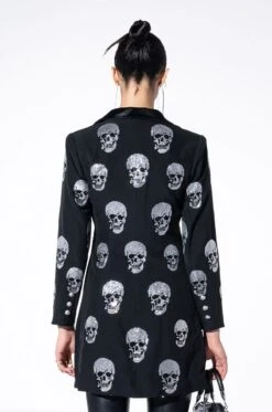 SERVING LOOKS IN THIS FASHION BLAZER DRESS WITH RHINESTONE SKULLS -Oofos shop serving looks in this fashion blazer dress with rhinestone skulls black 6 6