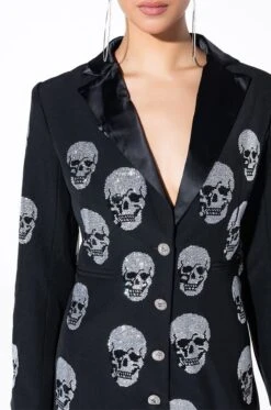 SERVING LOOKS IN THIS FASHION BLAZER DRESS WITH RHINESTONE SKULLS -Oofos shop serving looks in this fashion blazer dress with rhinestone skulls black 7 7