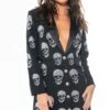 SERVING LOOKS IN THIS FASHION BLAZER DRESS WITH RHINESTONE SKULLS