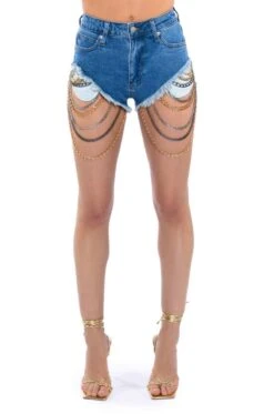 SEXY CHAIN DENIM SHORTS -Oofos shop sexy chain denim shorts medium blue denim 5 5 c1 c1