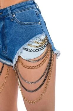 SEXY CHAIN DENIM SHORTS -Oofos shop sexy chain denim shorts medium blue denim 8 8 c1