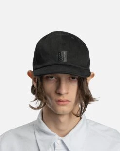 Raf Simons Small Leather Patch Hat In Black
