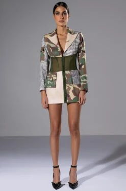 STRONG ONE PATCHWORK CAMO CORSET BLAZER -Oofos shop strong one patchwork camo corset blazer camo 3 3