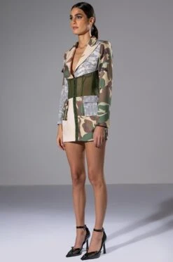 STRONG ONE PATCHWORK CAMO CORSET BLAZER -Oofos shop strong one patchwork camo corset blazer camo 4 4