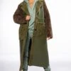 TARI TEDDY MIXED MATERIAL TRENCH COAT -Oofos shop tari teddy mixed material trench coat olive 1 1