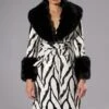 TRES ZEBRA FAUX FUR COAT -Oofos shop tres zebra faux fur coat black white 1 1 c1