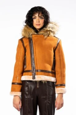 WE FOUND LOVE SUEDE COAT WITH FAUX FUR HOOD -Oofos shop we found love suede coat with faux fur hood brown multi 6 6