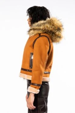 WE FOUND LOVE SUEDE COAT WITH FAUX FUR HOOD -Oofos shop we found love suede coat with faux fur hood brown multi 7 7