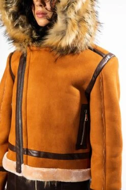 WE FOUND LOVE SUEDE COAT WITH FAUX FUR HOOD -Oofos shop we found love suede coat with faux fur hood brown multi 9 9