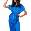 WEDDING GUEST READY SATIN TIE FRONT DRESS -Oofos shop wedding guest ready satin tie front dress blue 1 1